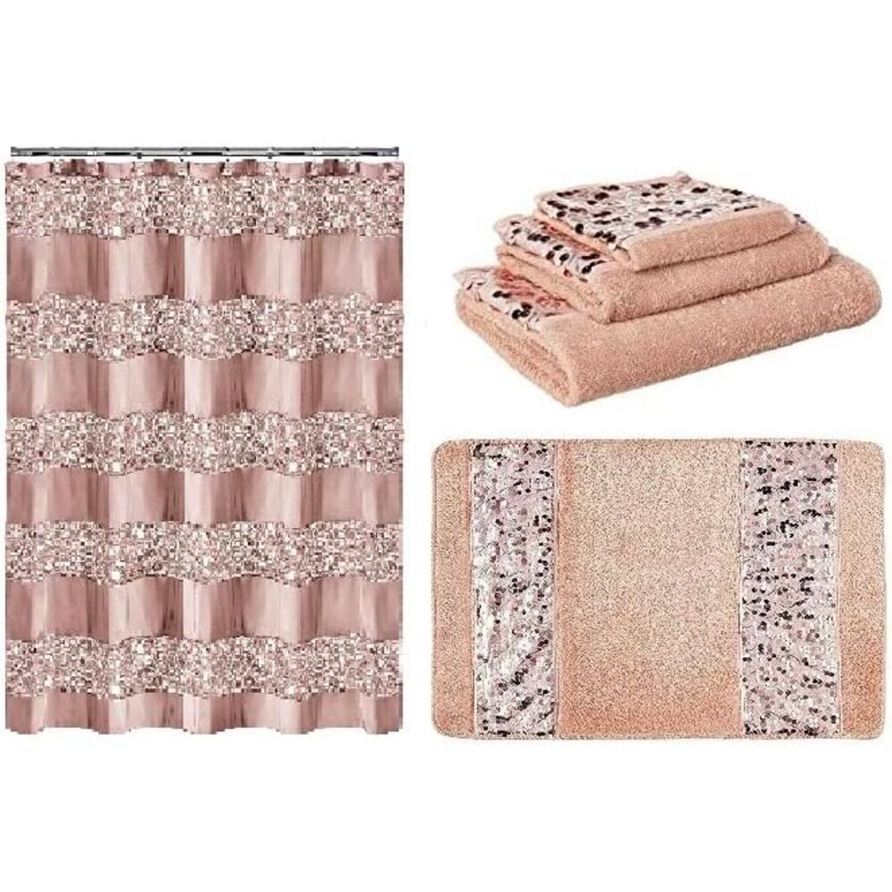 Bundle: 5 Items: Sinatra Shower Curtain, Bath Towel, Hand Towel, Fingertip Towel